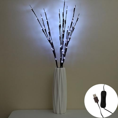 Ulalaza 77cm 6 Branches 120 LED Bulbs Twig Lamp USB Operated LED Lighted Willow Branches Vase Fillers Use for Christmas Home Party Decoration Indoor Outdoor