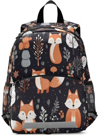 Mnsruu Süßer Fuchs Kiefernbaum Kinder-Rucksack Elementar-Kindertasche Kindergarten Vorschultasche für Mädchen Jungen Kinder, mehrfarbig, L