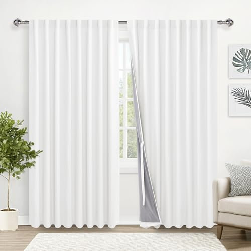 XWZO Verdunkelungsvorhang, 213 cm Länge, 2 Paneele, extra breit, wärmeisoliert, geräuschreduzierend, wärmeisolierend, wärmeisolierend, für Schlafzimmer, mit Raffhaltern, Stangentasche/Rücklasche,