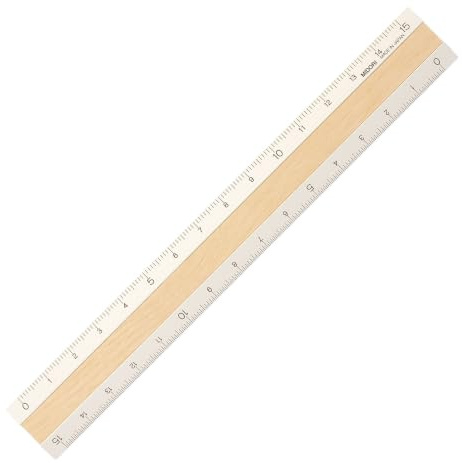 Midori 42305006 Lineal aus Aluminium und Holz, 15 cm, elfenbeinfarben