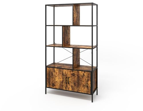 Vicco Bücherregal Fyrk, Eiche rustikal, 80 x 146.5 cm | mit 2 Türen, zur flexiblen Raumaufteilung und als offenes Regal einsetzbar