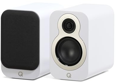Q ACOUSTICS 3010c Compact Bookshelf Speakers - Pair - 2-Way Reflex Enclosure Type, 4 Bass Driver, 0.9 Tweeter - Stereo/Passive Speakers for Home Theatre Sound System (Satin White)