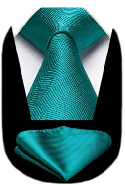 HISDERN Corbatas de Hombre Modernas Corbata y Pañuelo de Bolsillo Color Sólido Boda Formales Business Fiesta Oficina