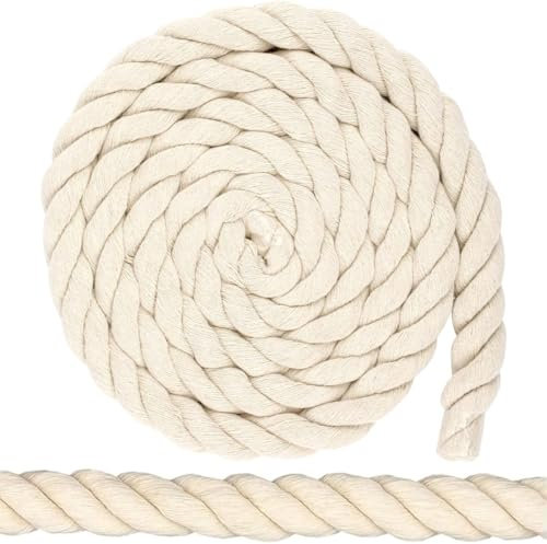 YOYEAH Corda di Rugiada in Cotone 20mm 4m Beige - Corda in Corda di Cotone Spessa per Decorazione Artigianato Fai-da-Te, Giardinaggio e Regali-Imballaggio con Coulisse, Filato Macramè e Lacci in Corda