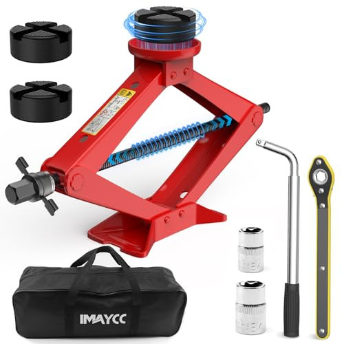 IMAYCC Cric Per Auto 2.5T/2500kg, Cric Auto Con Universale Tampone In Gomma, Cric Portatile Per Auto Con Chiave Per Dadi Ruota, Kit Emergenza Auto Per Auto,Ideale Per La Manutenzione e La Riparazione