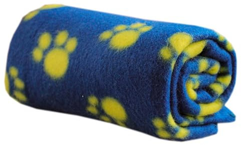 XXIUDEE Waschbare Haustierdecken, beruhigende Katzendecken, Welpenüberwürfe für kleine, mittelgroße Hunde und Katzen, Bett-, Couch-Möbelschutz mit Pfotenabdruck, Blau, 70 x 60 cm, 3 Stück