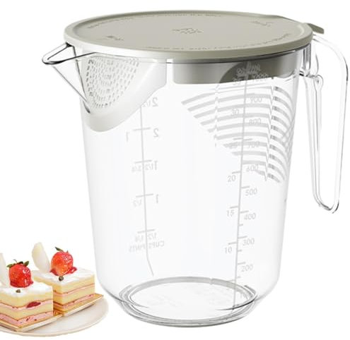 Misuratore, caraffa per cottura e cottura con manico e bilancia, brocche di misurazione per cottura e cottura | Misuratore di cucina, misure facili da leggere, strumento di misura multipla per farina,