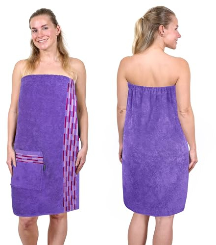 Lashuma Saunakilt Damen 75x150 cm | Lugano Saunahandtuch mit Knöpfen | Premium Saunatuch Lila - Lavendel | Schnelltrocknend & Hochwertig