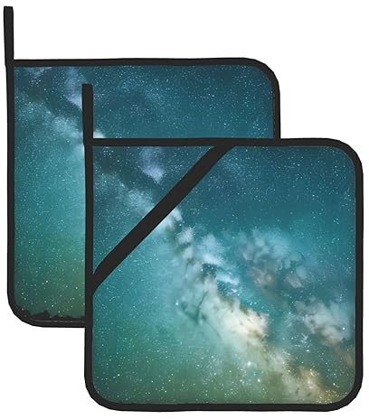 SHuWeiD Starry Night Sky Deep Outer Space Print Pot Holders for Kitchen, Insulated Pot Mat for Lid Removal, Heat Resistant