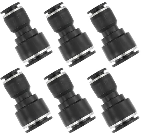 PATIKIL 6 Pcs Straight Union Push to Connect Fitting, 3/8 x 5/8 OD Tube Reducer Connector Quick Push Lock Adapter Air Hose Fitting for Pneumatic System Pipeline Connection, Black