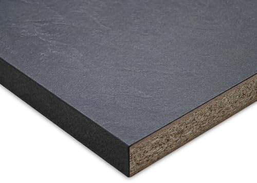 Generico Top per Cucina Piano Cottura in Laminato Stratificato HPL sp mm 38 x 2050 x 600 - Colore: Nero Vulcano