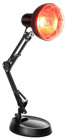 CHFUNE Rotlichtlampe, 150W Infrarotlampe Wärmelampe Wohltuendes und Wärmendes Infrarotlampe Therapie Einstellbarer Winkel und Höhe für Gesicht Muskeln und Körper Red Light Therapy