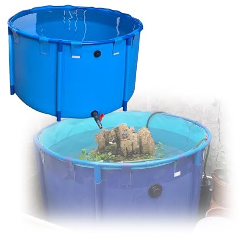 Bâche de bassin à poissons, étang autoportant, ronde, épaisse, en PVC, grande, pliable, pour l'extérieur, pour bassins de pisciculture (1130L/299GAL-1,2 x 1 m (D x H)