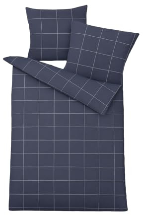 jilda-tex Biber Bettwäsche Made IN Germany Melange 135x200 cm + 80x80 cm 100% Baumwolle Feinbiberbettwäsche Edel-Flanell Verschiedene Größen/Farben (Checked Blue, 135 x 200 cm)
