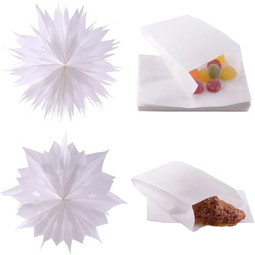 DIY-24H | Weiße Papiertüten 250 Stück | Größe: 120x210x45mm | Geschenktüten Papier, Kleine Tüten Süßigkeiten, Stern Weihnachten, Plätzchentüten, Brottüten, Brötchentüten