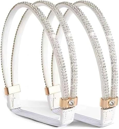 Zyntrytong Rhinestone Elastic High Heels Shoe Straps, Detachable Anti-Loose Shoelace Replacement, Detachable Shoe Straps (Silver)