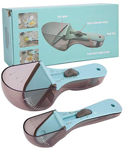Lmrysalque Cuchara medidora ajustable, cuchara dosificadora de cocina multifuncional, accesorios para hornear a escala precisa