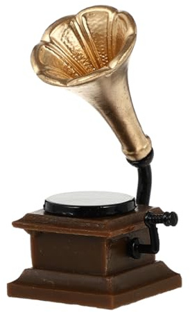 BESPORTBLE Mini Gramophone Décoratif Vintage en Résine, Modèle Miniature pour Maison de Poupée, Accessoire Rétro de Décoration de Bureau et Salon, Ornement de Phonographe pour Fête