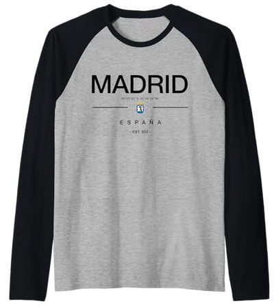 Madrid España Vacaciones a Madrid Bandera española Regalo Vacaciones Camiseta Manga Raglan