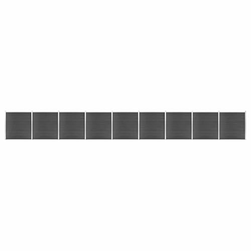 Yisssmeng Lot d'éléments de clôture WPC - 1564 x 186 cm - Noir - Avec grain de bois et profilé en aluminium - Clôture de jardin robuste pour brise-vue et clôture pour chien - Extensible - Pour
