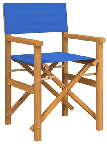 Zentexion Regiestuhl Klappbar Blau aus Massivem Teakholz mit Armlehnen und Rückenlehne, Gartensessel für Terrasse Balkon und Camping, Robuster Outdoor Stuhl mit Komfort und Stabilität