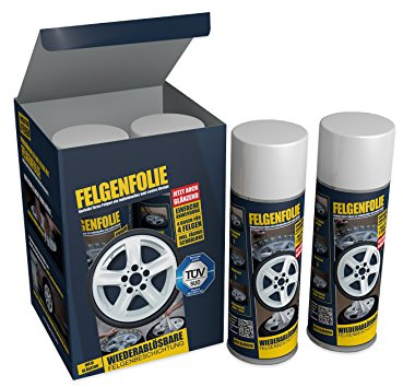 mibenco 61001202 FELGENFOLIE Set, 4 x 400 ml, Weiß Glänzend - Original 4er Set - Flüssiggummi / Sprühfolie - Farbe und Schutz zum Felgen lackieren
