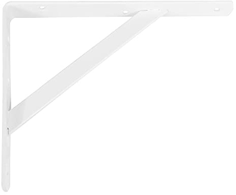Amig - Soporte para Estanterías de Pared - Escuadra para Estanterías - Ángulo para Estantes - Acero - Color Blanco- Medida: 250x200 mm - Peso máx. Recomendado: 330 kg