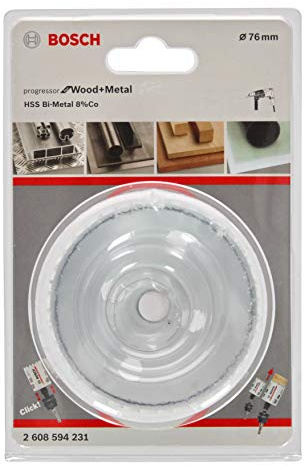 BOSCH Bimetall-Lochsäge (für Holz und Metalle, 8% Kobaltlegierung, progressive Zahnausführung, Ø 76 mm, Zubehör Bohrmaschinen)
