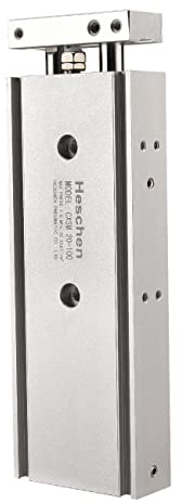 Heschen Doppelter Aluminium-Luftzylinder, CXSM 20-100, Führungsstangen-Platte, Doppelstabgeführt, Pneumatisches Gleitlager, Gepolstert, 20mm Bohrung, 100mm Hub, Doppelt Wirkend