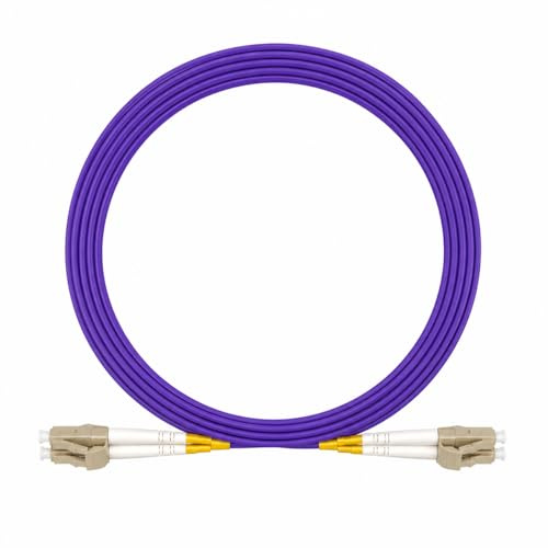 Elfcam® - Câble à Fibre Optique LC/UPC à LC/UPC OM4 Multimode Duplex, Jarretière Fibre Optique 50/125um LSZH (50M)