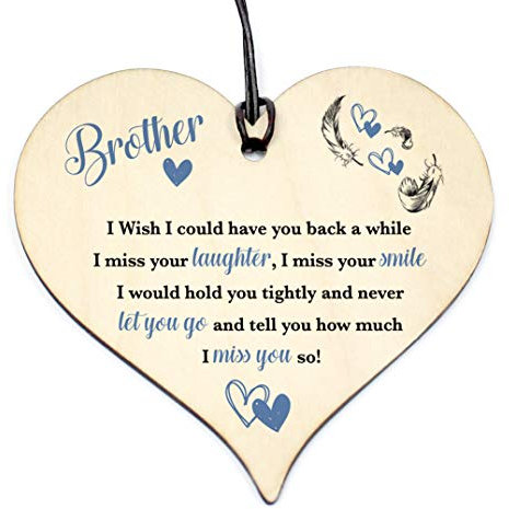 BROTHER Wood Love Heart Sign Memorial Birthday Grave plaque #1142