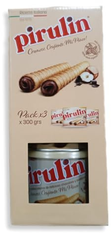 PIRULIN Barquillas Rellenas de Chocolate y Avellanas 300 gr / 3 PACK