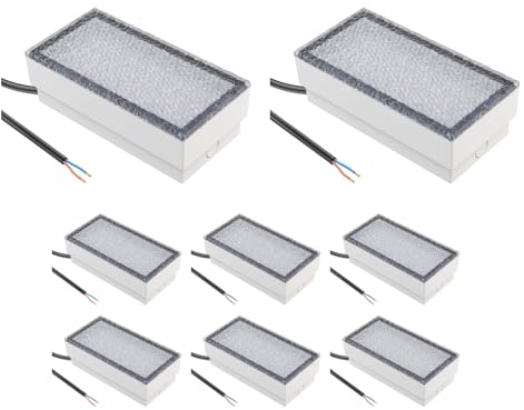 ledscom.de 8 Stück LED Pflasterstein Bodeneinbauleuchte CUS für außen, IP67, eckig, 20 x 10cm, 2,9 W, 228lm, kaltweiß