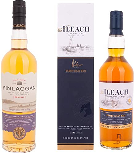 The Ileach - Peated Islay Malt Whisky - 70 cl & Finlaggan Islay Original Peaty Malt Scotch Whisky 70 cl