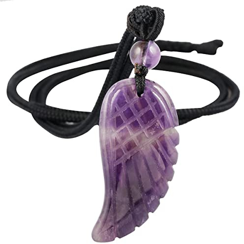 Nupuyai Engelsflügel Anhänger Flügel Kette Talisman Heilstein für Damen | Schutzengel Flügel Edelstein Halskette, Glücksbringer Heilstein, Kristall Glücksengel Schmuck Geschenk für Frauen Herren