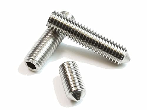 Lot de 20 vis sans tête en acier galvanisé M8 x 8 - Taille de filetage M3 M4 M5 M6 M8 - Vis à tête fraisée - Vis sans tête avec pointe et six pans creux - Boulons sans tête - Inoxydable