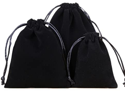 6 Stück Samtbeutel Schmuckbeutel, Kleine Stoff Beutel mit Kordelzug, Samt Säckchen Geschenkbeutel Stoffsäckchen zum Befüllen für Schmuck Hochzeit Weihnachten Geburtstag Party Geschenk,10x12cm Schwarz