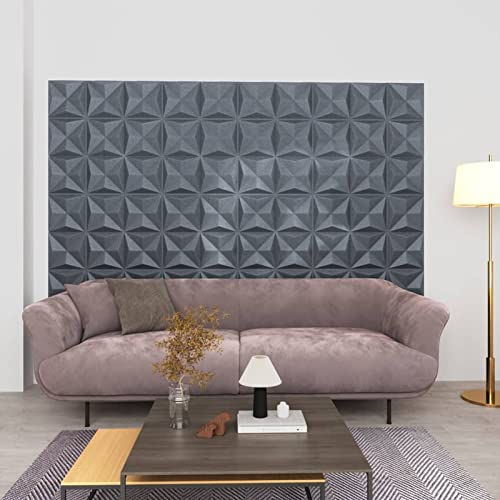 XIAOGUANG 3D-Wandpaneele 24 STK, Deckenpaneele, Wall Panel, Wandverkleidung, Wandgestaltung, Wanddeko, Dekorative Wandpaneele, 50x50 cm Origami Grau 6 m²