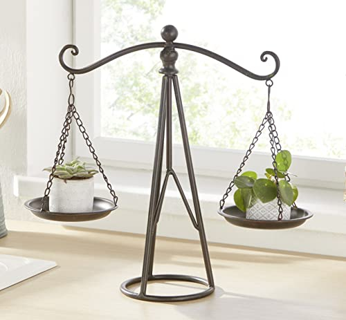Dekoleidenschaft Dekowaage Balance aus Metall im Antik Look, Retro Doppelwaage mit 2 Dekoschalen, Apothekerwaage zum Dekorieren
