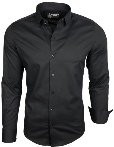 Subliminal Mode Camicia a Maniche Lunghe da Uomo | vestibilità Classica | Comoda e Facile da Lavare | Ideale per L'Ufficio e Le Uscite Informali S500 Nero Semplice XL