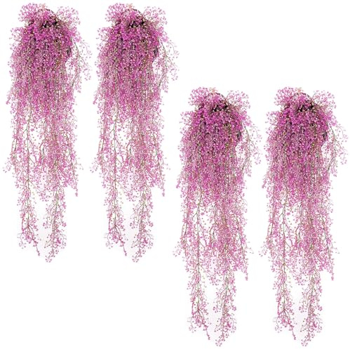 JLNGTHONG 4 Stück Künstlich Hängepflanze, 85 cm Künstliche Blumen, Efeu Künstlich, Lange Balkonpflanzen, für Topf, Balkon, Draußen, Büro, Zuhause Dekoration, Hausgarten Hochzeit