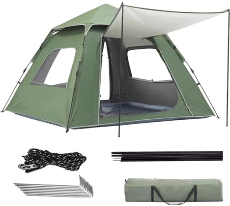 NRNQMTFZ Camping Zelt Automatisches Sofortzelt 3-5 Personen Pop Up Zelt, Wasserdicht & Winddichte Ultraleichte Kuppelzelt, für Strand, Outdoor, Reisen(Green)