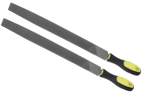 CoCud Flache Feile, | 12 Zoll Feilenlänge |, Handraspel aus Kohlenstoffstahl mit mittlerem Schnitt und rutschfestem Griff - (Zum Formen von Metall, Holz, Kunststoff), 2 Stück