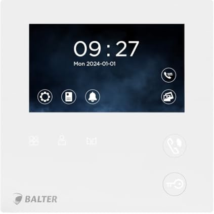 Nonic Balter EVO-MINI 4.3 Kompaktmonitor Videostation Weiß (2-Draht Bus Technologie, LCD-Farb-Bildschirm, MicroSD, Robutes Acrylglas, Aufputzmontage, 13 Klingeltöne installiert, Videoaufnahme)