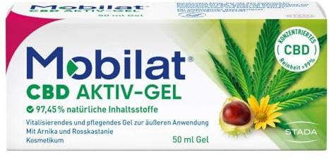 Mobilat CBD Aktiv-Gel - Vitalisierendes und pflegendes Cannabis Gel zur Entspannung von beanspruchten Körperpartien mit CBD, Arnika-Extrakt und Rosskastanien-Extrakt, 50ml