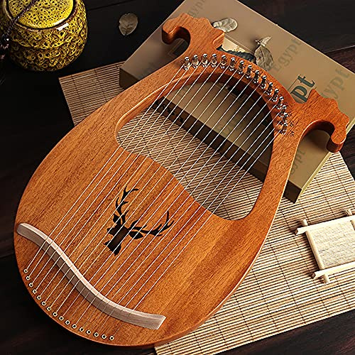 16 Strings Lyre Harp, Harfe Musikinstrumente Mahogany Body mit Stimmschlüssel, Lappen, Plektren (Elch - Gelb)