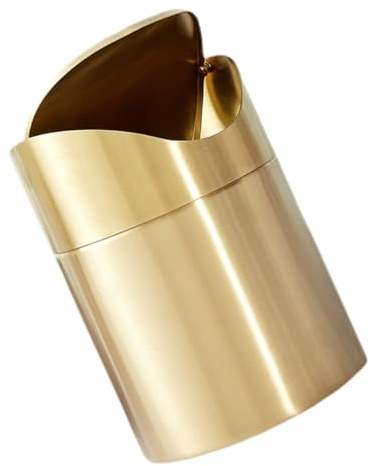 SOLUSTRE Poubelle De Bureau en Acier Inoxydable 1 Litre avec Couvercle À Secouer Mini Poubelle Compacte pour Cuisine Salon Bureau Facile À Nettoyer