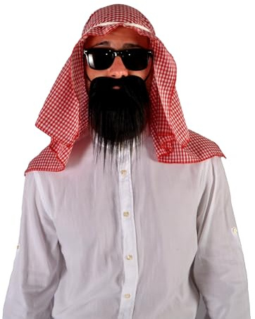 Ciao Scheich Emir Arabisch Verkleidungsset Kit (kopfbedeckung, brille, bart), White, Red