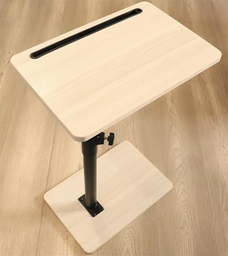YUHFERA Soffsidobord – 360° vridbart höjdjusterbart ändbord, soffarmstöd, brickbord, mellanmål, sidobord för säng eller stol med telefon och surfplatta, ekvit standard