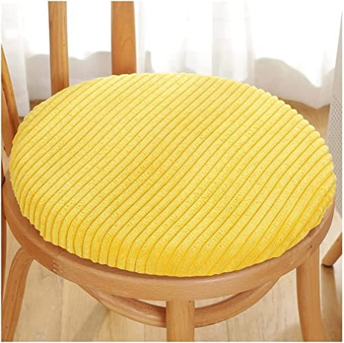 Runde Stuhlauflage mit rutschfestem, weichem Kissen für Esszimmerstuhl, Büro, Auto, Gelb, 30 cm, abnehmbares und bequemes Terrassensitzkissen für Garten und Zuhause, Bodenfenster